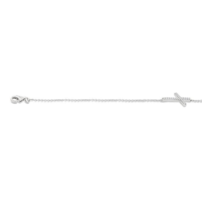 Sideway Cross Petite Diamond Fashion Chain Bracelet