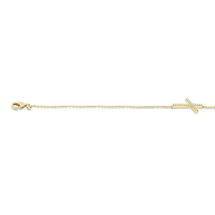 Sideway Cross Petite Diamond Fashion Chain Bracelet