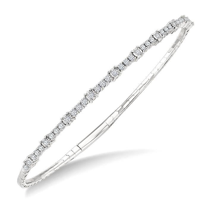 3/4 Ctw Round Cut Diamond Illusion Flex Bangle in 14K White Gold