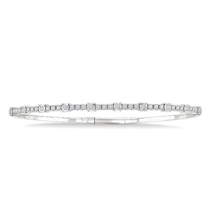 3/4 Ctw Round Cut Diamond Illusion Flex Bangle in 14K White Gold