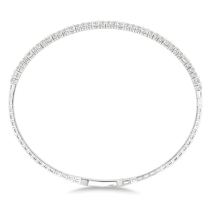 3/4 Ctw Round Cut Diamond Illusion Flex Bangle in 14K White Gold