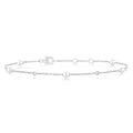 3 MM Round Shape Cultured Pearl and 1/20 Ctw Round Cut Diamond Fashion Station Bracelet in 14K White Gold