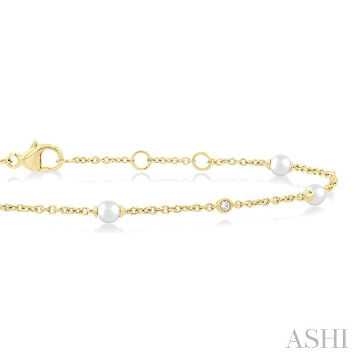 Pearl & Diamond Station Chain Bracelet