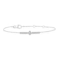 1/10 Ctw Round Cut Diamond Horizontal Bar Fashion Chain Bracelet in 10K White Gold