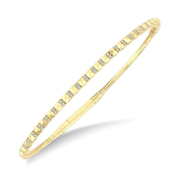 1/5 Ctw Round Cut Diamond Pyramid Flex Bangle in 14K Yellow Gold