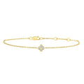 1/8 Ctw Bezel Set Round Cut Diamond Clover Petite Fashion Chain Bracelet in 10K Yellow Gold