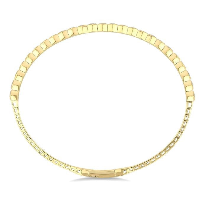 2 1/2 Ctw Halfway Hexagon Mount Link Round Cut Diamond Flex Bangle in 14K Yellow Gold