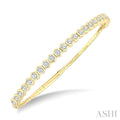 2 1/2 Ctw Halfway Hexagon Mount Link Round Cut Diamond Flex Bangle in 14K Yellow Gold