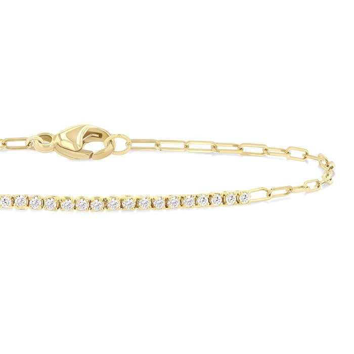 1/4 Ctw Round Cut Diamond Paperclip Chain Bracelet in 14K Yellow Gold