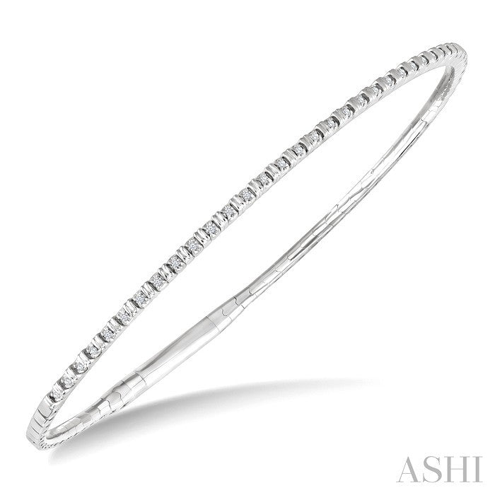 1/10 Ctw Halfway Round Cut Diamond Flex Bangle in 14K White Gold