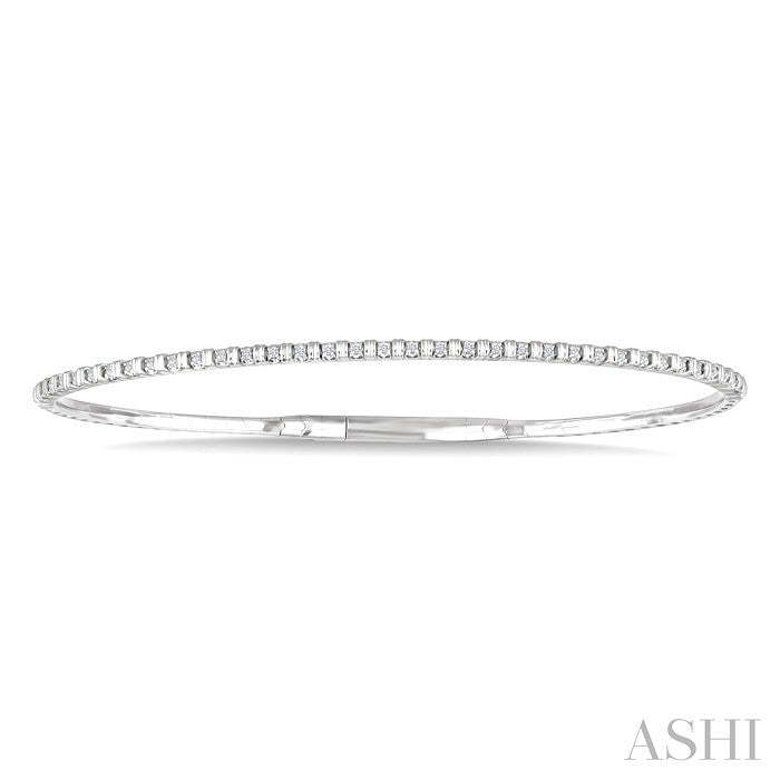 1/10 Ctw Halfway Round Cut Diamond Flex Bangle in 14K White Gold