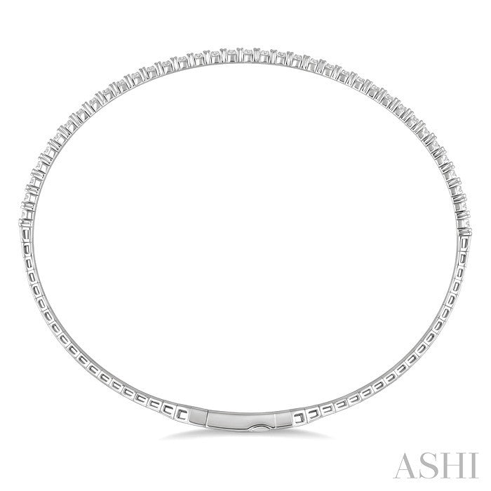 1/10 Ctw Halfway Round Cut Diamond Flex Bangle in 14K White Gold