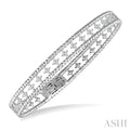 3/8 Ctw Flora Round Cut Diamond Halfway Flex Bangle in 14K White Gold