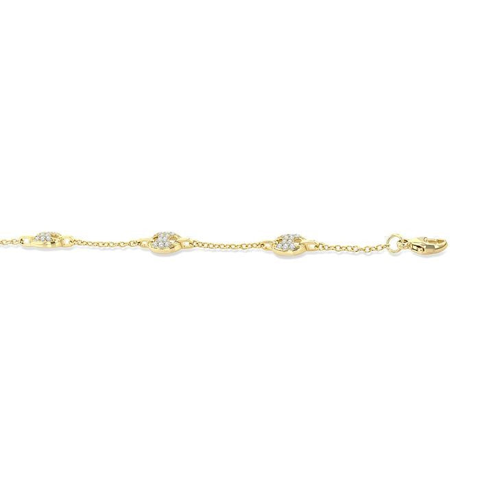 1/3 Ctw Mariner Link Round Cut Diamond Station Bracelet in 14K Yellow Gold