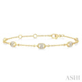 1/3 Ctw Mariner Link Round Cut Diamond Station Bracelet in 14K Yellow Gold