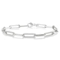 1 Ctw Round Cut Diamond Paperclip Bracelet in 14K White Gold