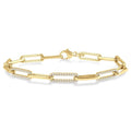 1 Ctw Round Cut Diamond Paperclip Bracelet in 14K Yellow Gold