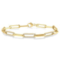 1 Ctw Round Cut Diamond Paperclip Bracelet in 10K Yellow Gold
