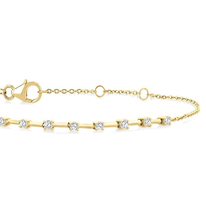 1/4 Ctw Round Cut Diamond Floating Fashion Chain Bracelet in 10K Yellow Gold