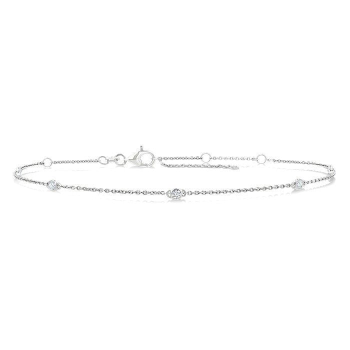 1/8 Ctw Round Cut Diamond Station Bracelet in 14K White Gold