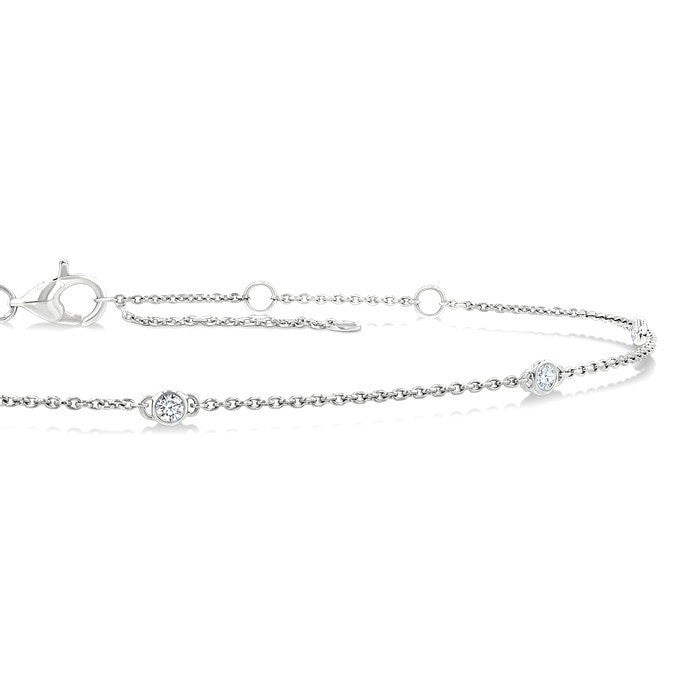 1/8 Ctw Round Cut Diamond Station Bracelet in 14K White Gold