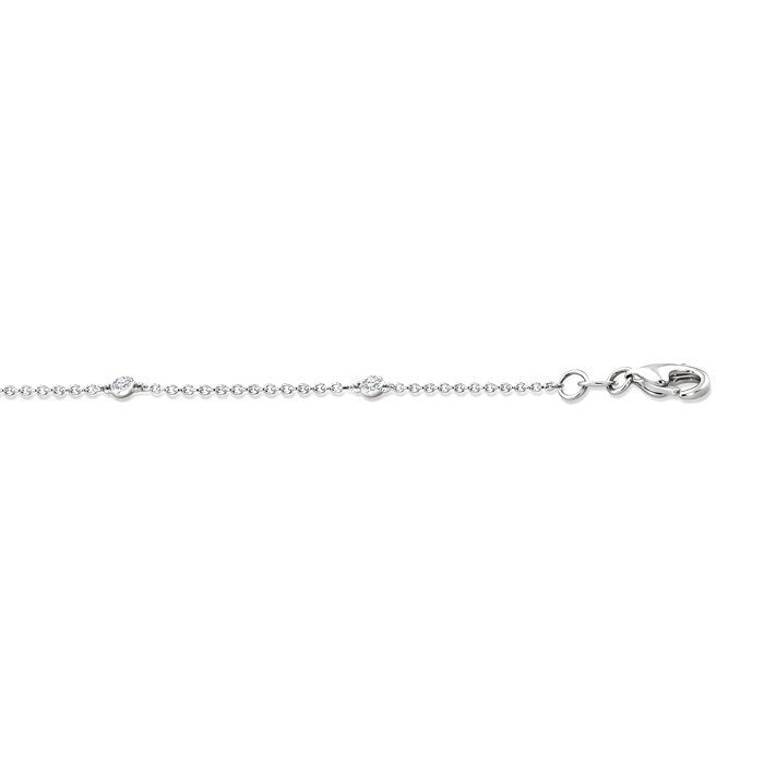 1/8 Ctw Round Cut Diamond Station Bracelet in 14K White Gold