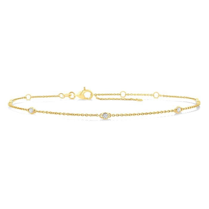 1/8 Ctw Round Cut Diamond Station Bracelet in 14K Yellow Gold