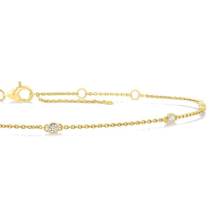 1/8 Ctw Round Cut Diamond Station Bracelet in 14K Yellow Gold