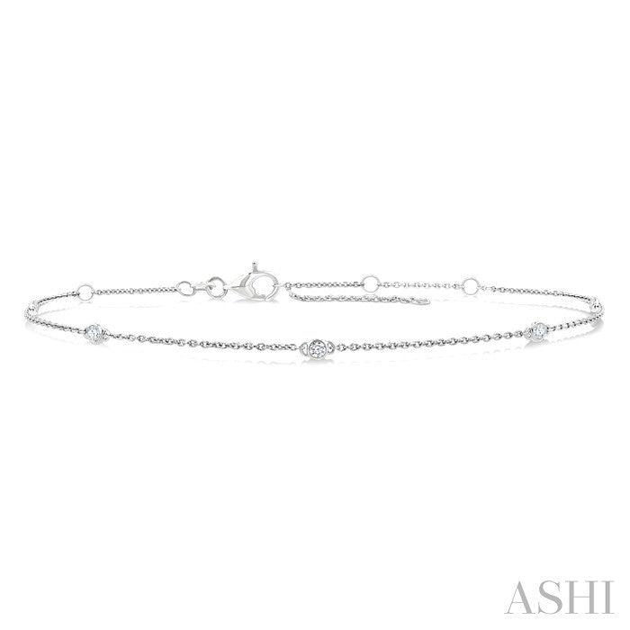 1/8 Ctw Round Cut Diamond Station Bracelet in 14K White Gold