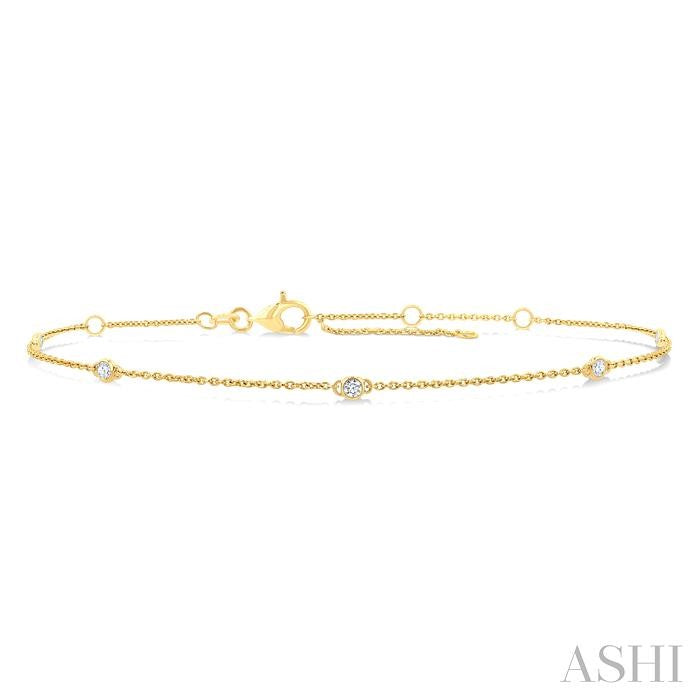 1/8 Ctw Round Cut Diamond Station Bracelet in 14K Yellow Gold