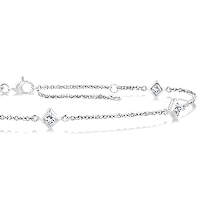 1/2 Ctw Princess Cut Diamond Station Bracelet in 14K White Gold