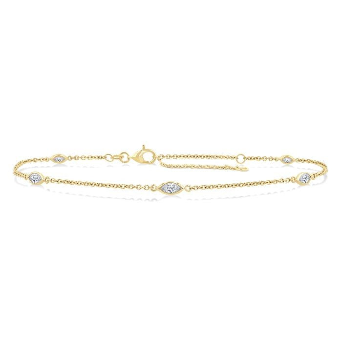 1/2 Ctw Marquise Cut Diamond Station Bracelet in 14K Yellow Gold