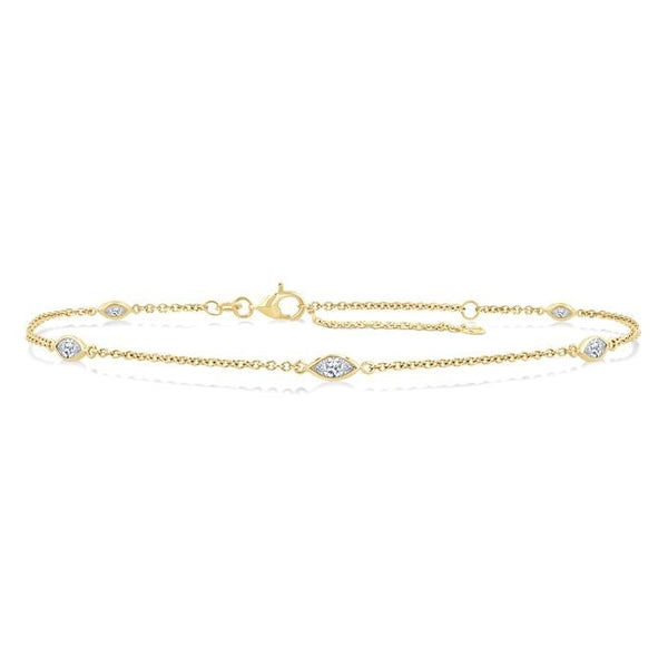 1/2 Ctw Marquise Cut Diamond Station Bracelet in 14K Yellow Gold