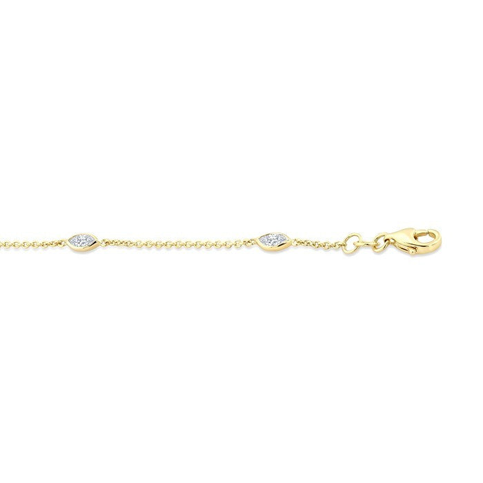 1/2 Ctw Marquise Cut Diamond Station Bracelet in 14K Yellow Gold