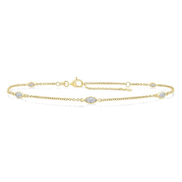 Marquise Shape Diamond Station Chain Bracelet