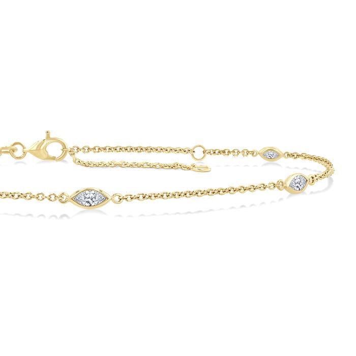 Marquise Shape Diamond Station Chain Bracelet