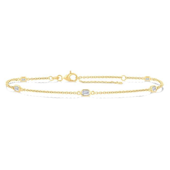1/2 Ctw Emerald Cut Diamond Station Bracelet in 14K Yellow Gold