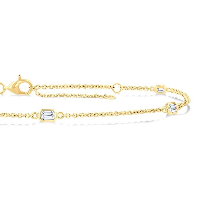 1/2 Ctw Emerald Cut Diamond Station Bracelet in 14K Yellow Gold
