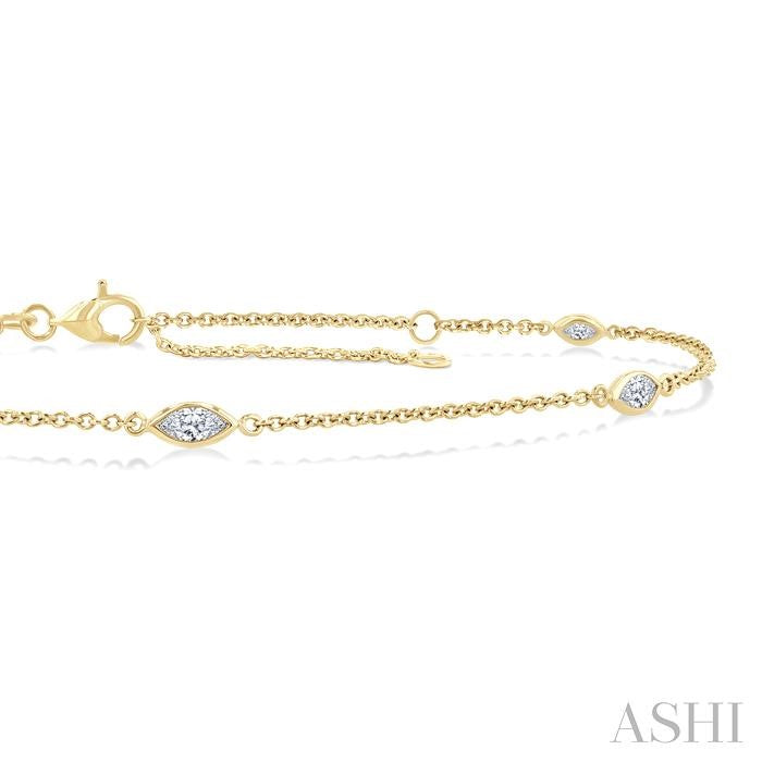 1/2 Ctw Marquise Cut Diamond Station Bracelet in 14K Yellow Gold