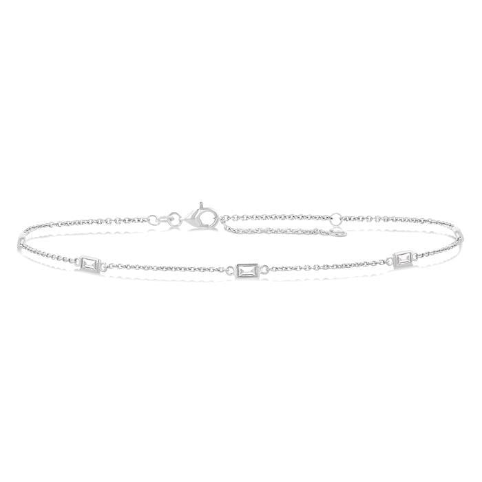 Rectangle Shape Station Diamond Chain Bracelet