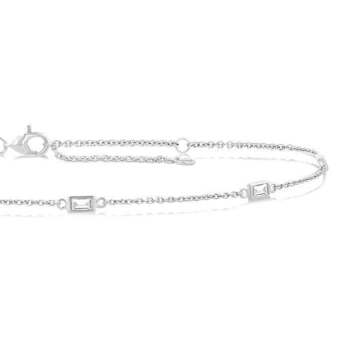 Rectangle Shape Station Diamond Chain Bracelet