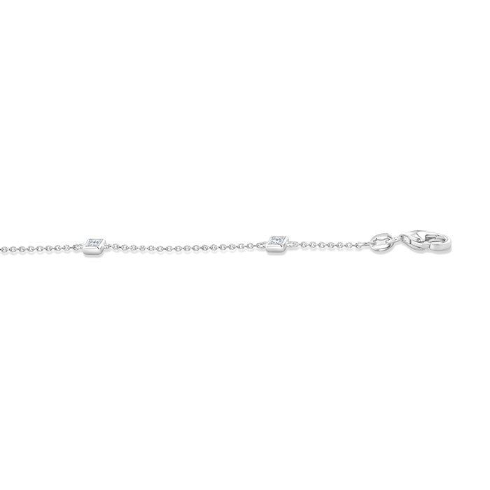 1/4 Ctw Princess Cut Diamond Station Bracelet in 14K White Gold