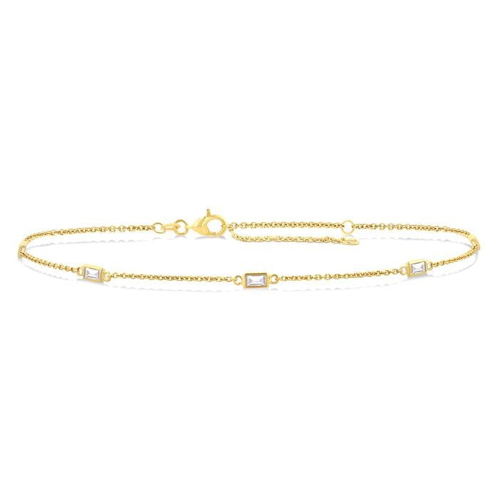 1/4 Ctw Baguette Cut Diamond Station Bracelet in 14K Yellow Gold