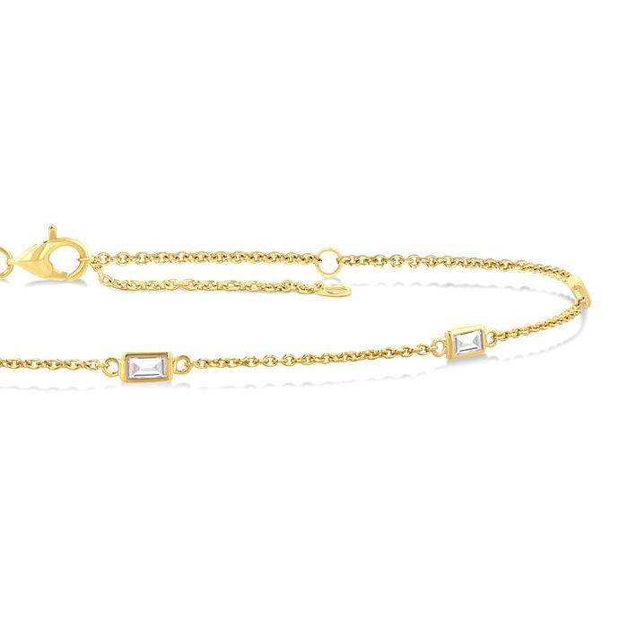 1/4 Ctw Baguette Cut Diamond Station Bracelet in 14K Yellow Gold