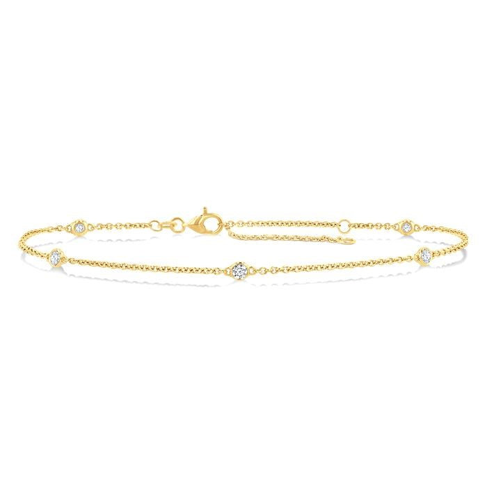 1/4 Ctw Round Cut Diamond Station Bracelet in 14K Yellow Gold