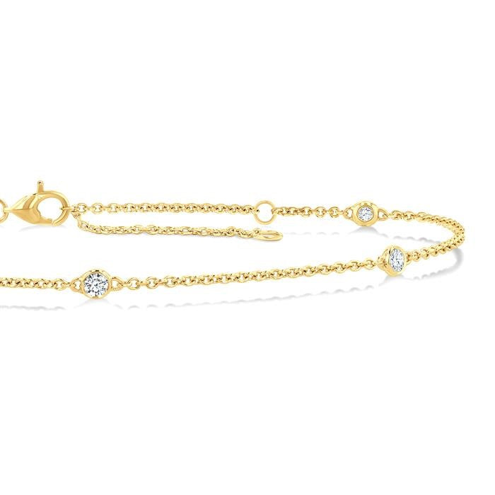 1/4 Ctw Round Cut Diamond Station Bracelet in 14K Yellow Gold