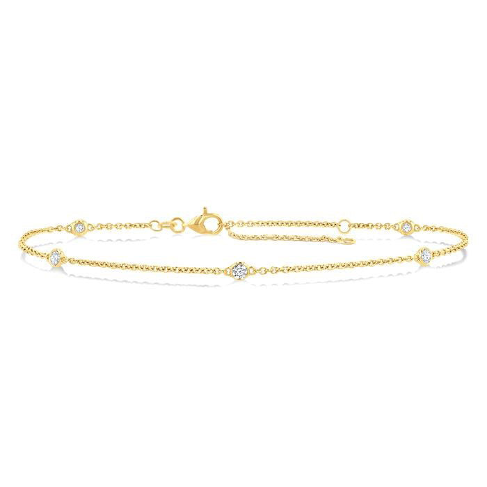 Round Shape Diamond Station Chain Bracelet