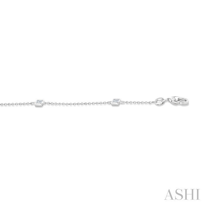1/4 Ctw Princess Cut Diamond Station Bracelet in 14K White Gold