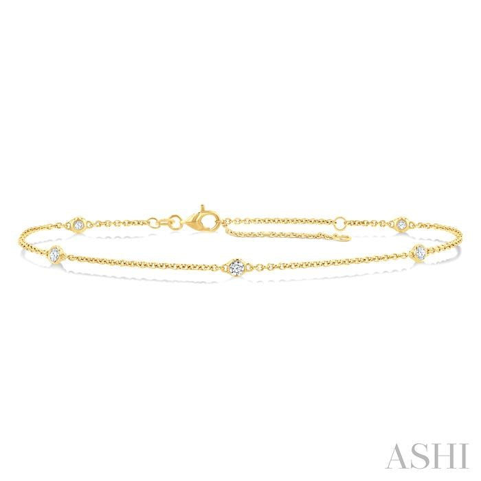 1/4 Ctw Round Cut Diamond Station Bracelet in 14K Yellow Gold