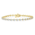 4 Ctw East West Pear Cut Diamond Fashion Tennis Bracelet in 14K Yellow Gold